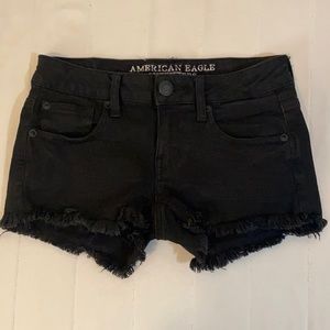 american eagle black denim shorts